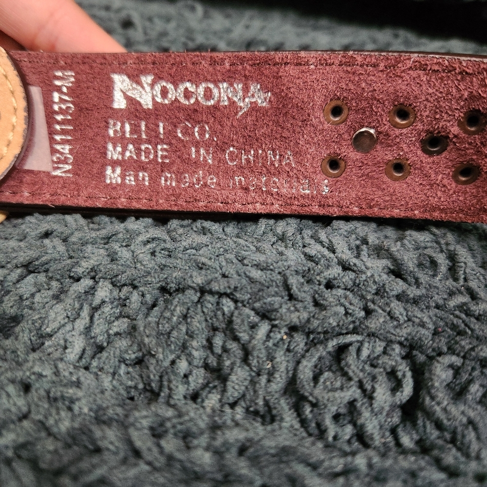 Nocona Women's Copper Turquoise Studs Leather Belt - Picture 4 of 6